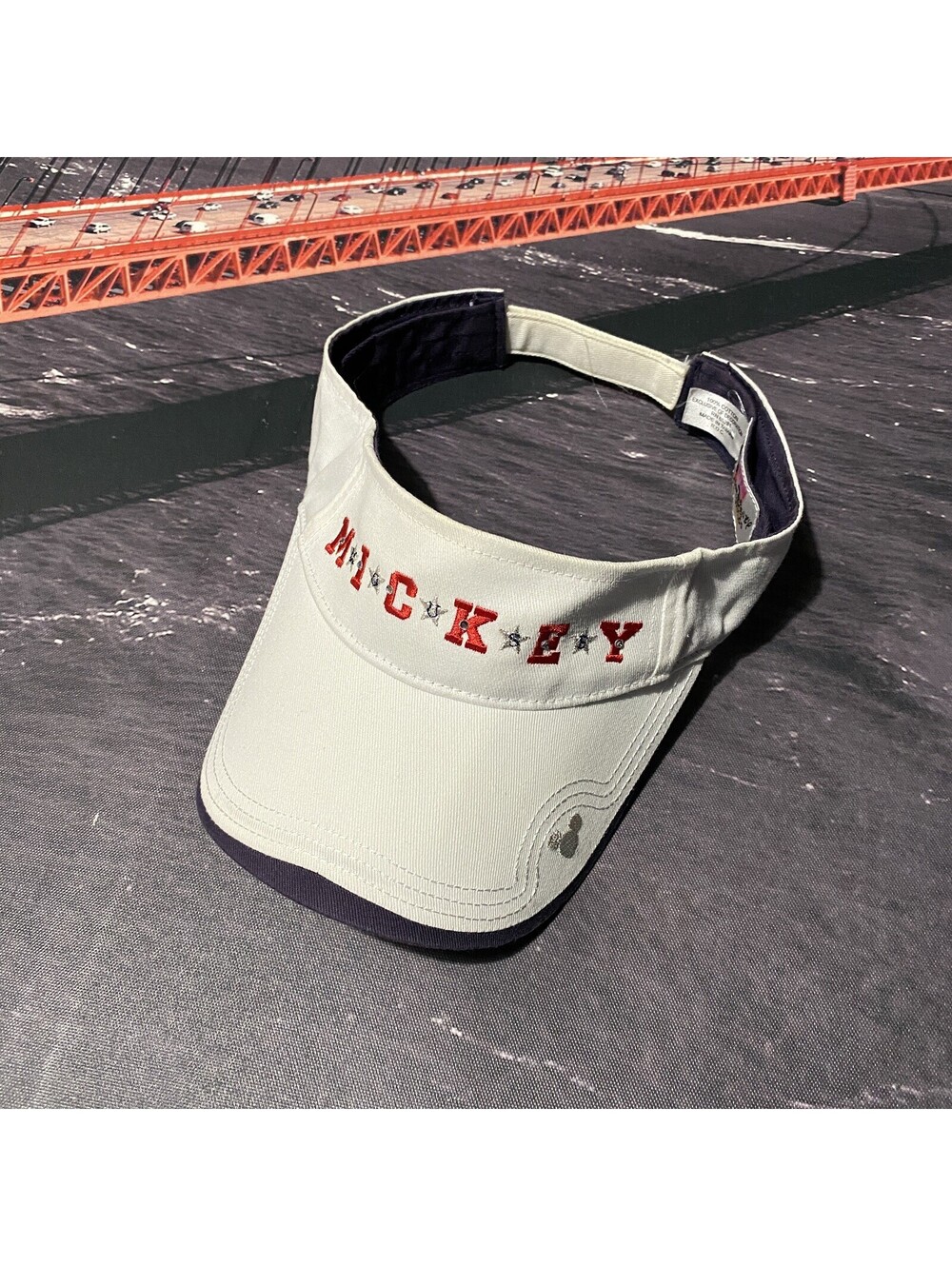 Vintage Mickey Mouse Walt Disney World Golf Sun Visor Cap Hat White Rinestone